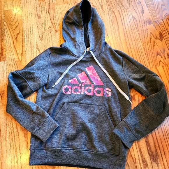 Adidas Pink/Purple Logo Hoodie Sweatshirt Small EUC - Picture 1 of 2